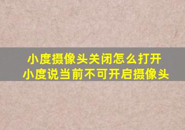 小度摄像头关闭怎么打开 小度说当前不可开启摄像头