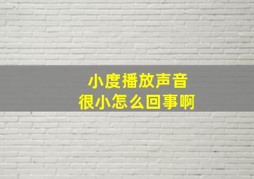 小度播放声音很小怎么回事啊