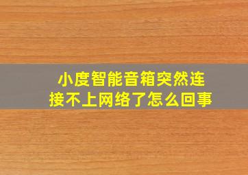 小度智能音箱突然连接不上网络了怎么回事