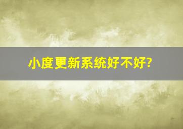 小度更新系统好不好?