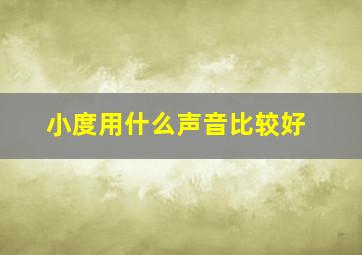 小度用什么声音比较好