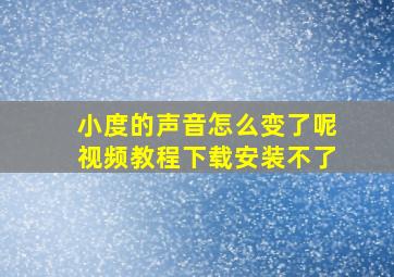 小度的声音怎么变了呢视频教程下载安装不了