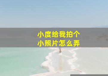 小度给我拍个小照片怎么弄