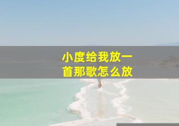 小度给我放一首那歌怎么放