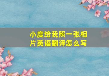 小度给我照一张相片英语翻译怎么写