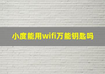 小度能用wifi万能钥匙吗