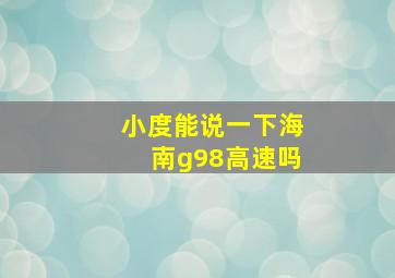 小度能说一下海南g98高速吗