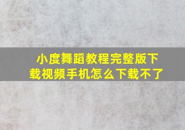 小度舞蹈教程完整版下载视频手机怎么下载不了