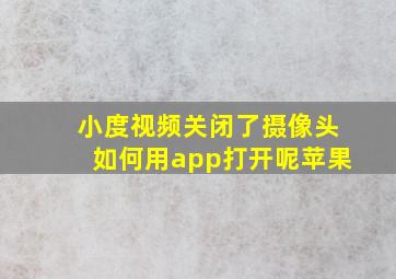 小度视频关闭了摄像头如何用app打开呢苹果