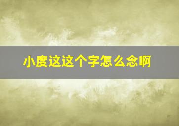 小度这这个字怎么念啊