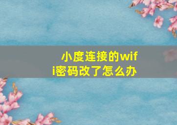 小度连接的wifi密码改了怎么办