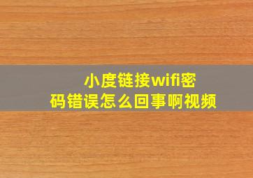 小度链接wifi密码错误怎么回事啊视频