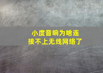 小度音响为啥连接不上无线网络了