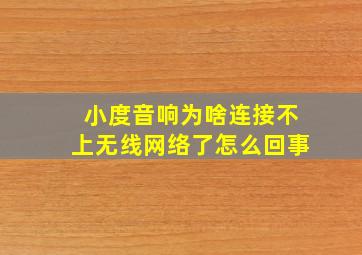 小度音响为啥连接不上无线网络了怎么回事