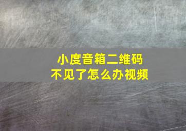 小度音箱二维码不见了怎么办视频