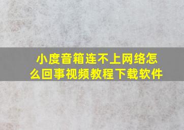 小度音箱连不上网络怎么回事视频教程下载软件