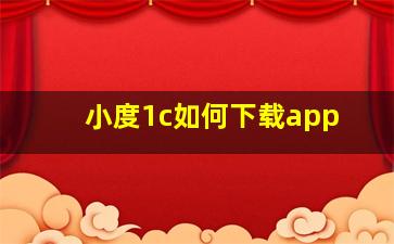 小度1c如何下载app