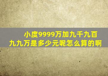 小度9999万加九千九百九九万是多少元呢怎么算的啊