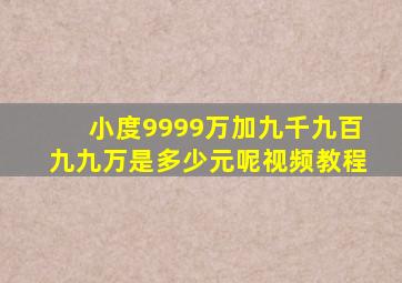 小度9999万加九千九百九九万是多少元呢视频教程