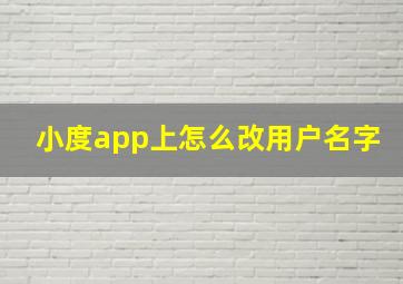 小度app上怎么改用户名字