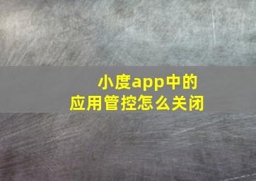 小度app中的应用管控怎么关闭