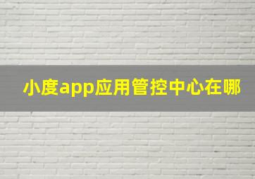 小度app应用管控中心在哪