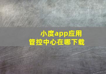 小度app应用管控中心在哪下载