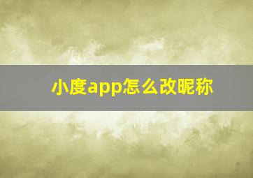 小度app怎么改昵称