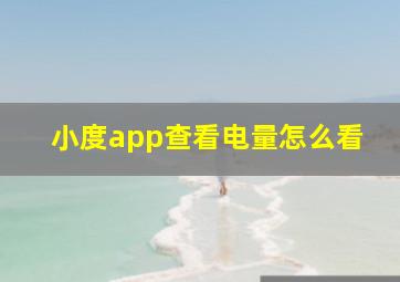 小度app查看电量怎么看