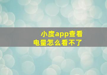 小度app查看电量怎么看不了