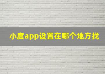 小度app设置在哪个地方找