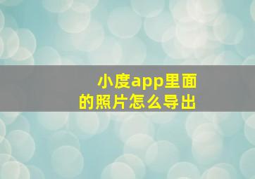 小度app里面的照片怎么导出