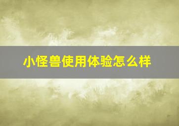 小怪兽使用体验怎么样