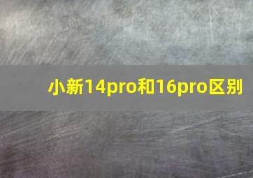 小新14pro和16pro区别