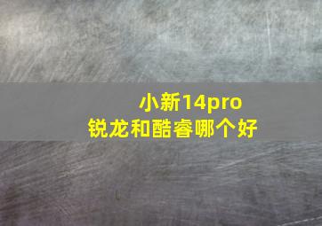 小新14pro锐龙和酷睿哪个好