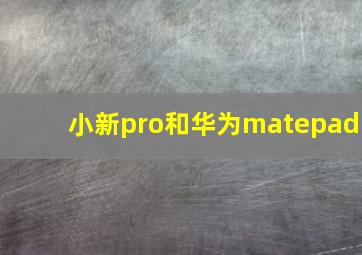 小新pro和华为matepad