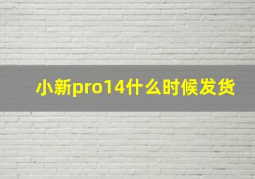 小新pro14什么时候发货