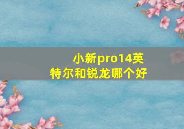 小新pro14英特尔和锐龙哪个好