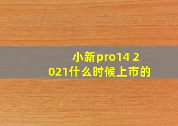 小新pro14 2021什么时候上市的