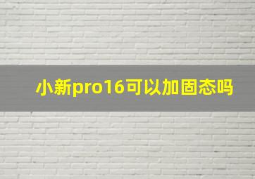 小新pro16可以加固态吗