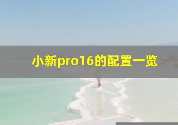 小新pro16的配置一览