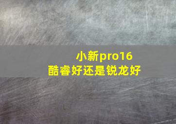 小新pro16酷睿好还是锐龙好