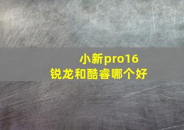 小新pro16锐龙和酷睿哪个好