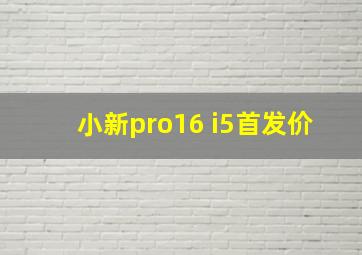 小新pro16 i5首发价