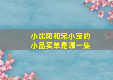 小沈阳和宋小宝的小品买单是哪一集