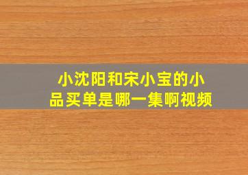 小沈阳和宋小宝的小品买单是哪一集啊视频