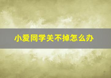 小爱同学关不掉怎么办