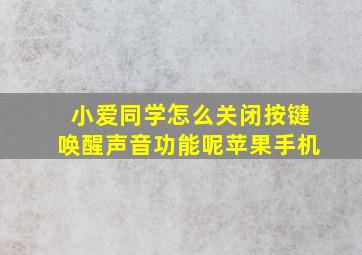 小爱同学怎么关闭按键唤醒声音功能呢苹果手机