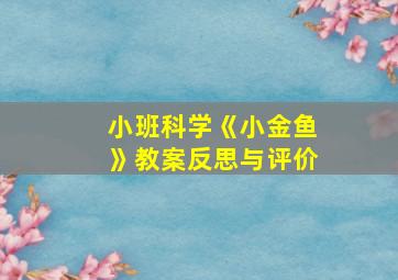 小班科学《小金鱼》教案反思与评价