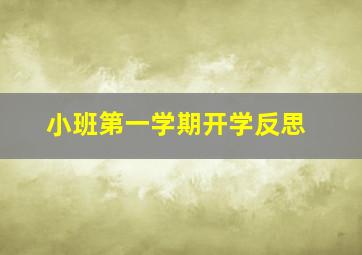 小班第一学期开学反思